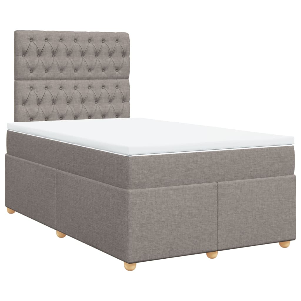 vidaXL Box spring postelja z vzmetnico taupe 120x190 cm blago