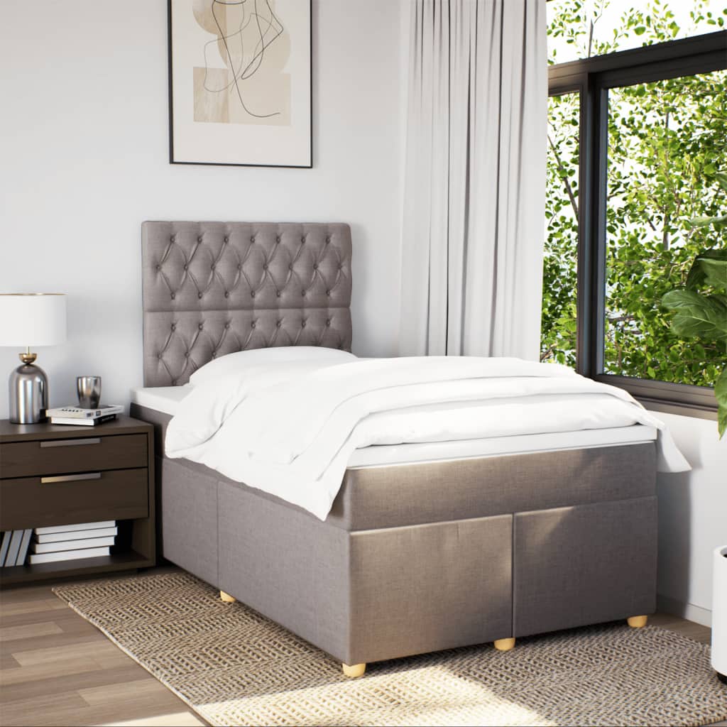 vidaXL Boxspring met matras stof taupe 120x190 cm, foto 2