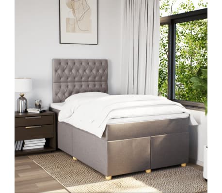 vidaXL Κρεβάτι Boxspring με Στρώμα Taupe 120x190 εκ. Υφασμάτινο