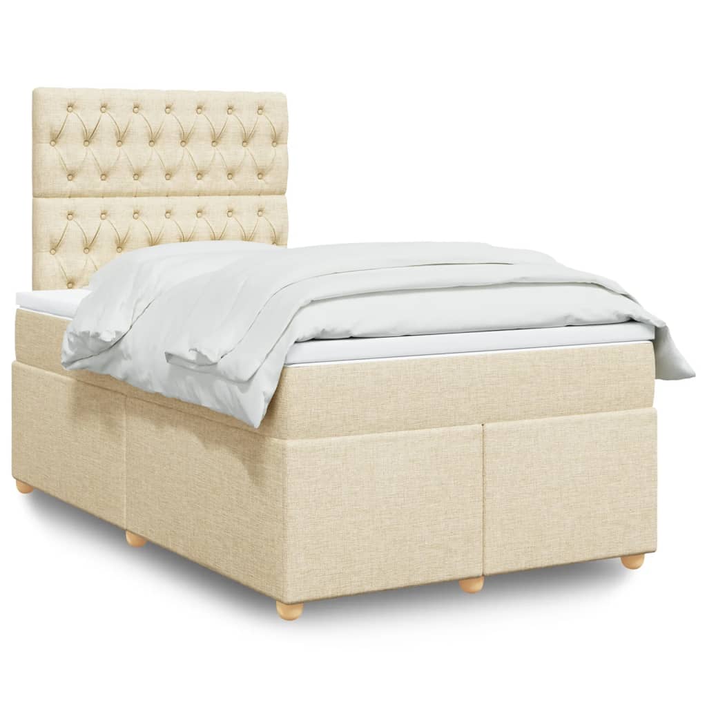 Boxspringbett mit Matratze Creme 120×190 cm Stoff