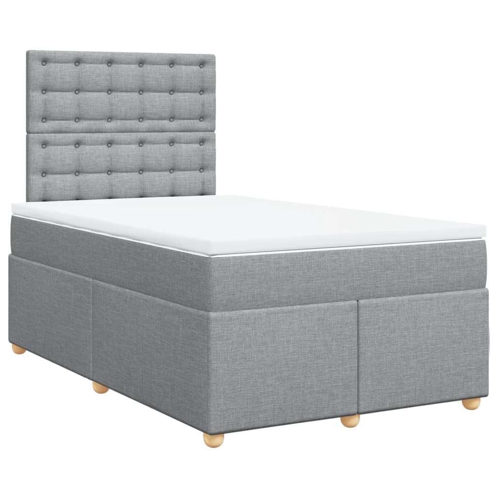 Boxspringbett mit Matratze Hellgrau 120×190 cm Stoff