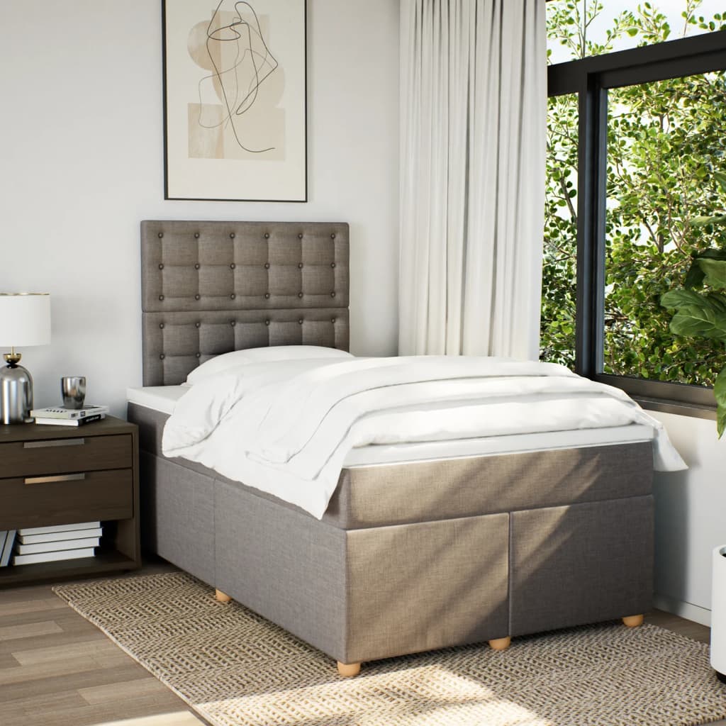 vidaXL Boxspring met matras stof taupe 120x190 cm, foto 2