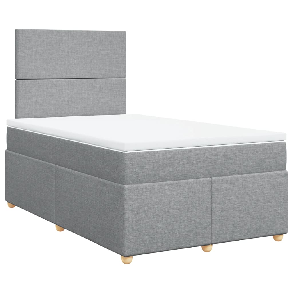 vidaXL Boxspring met matras stof lichtgrijs 120x200 cm grijs, foto 3
