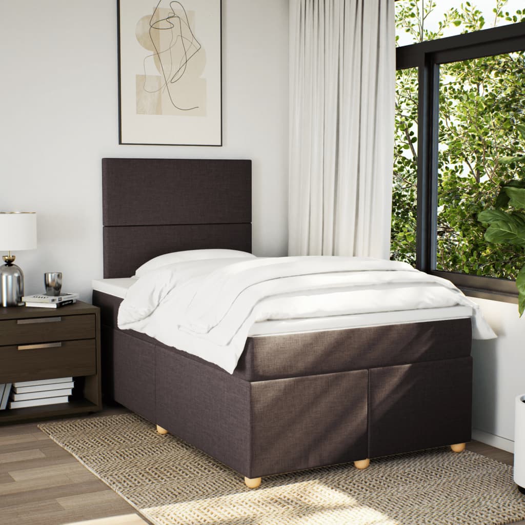 vidaXL Boxspring met matras stof donkerbruin 120x200 cm afbeelding