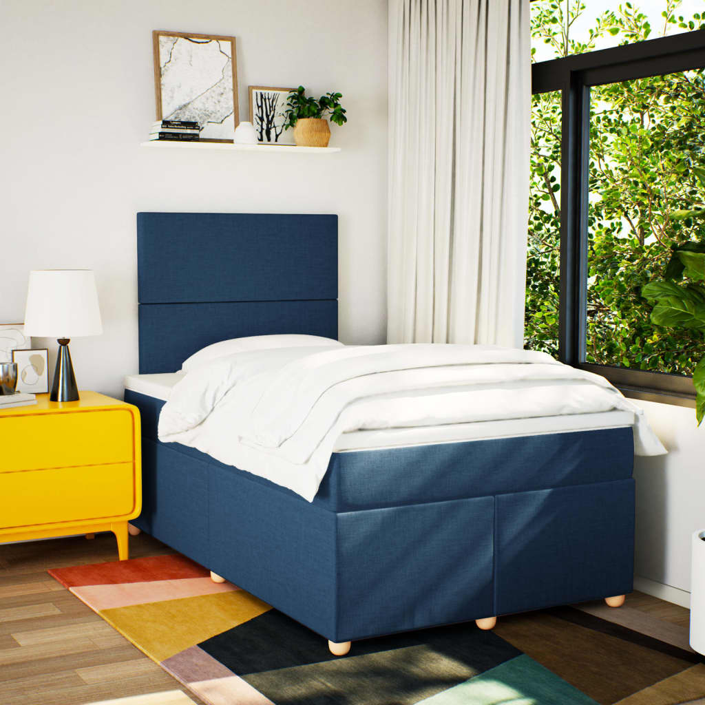 Thumbnail - vidaXL Boxspringbett mit Matratze Blau 120x200 cm Stoff