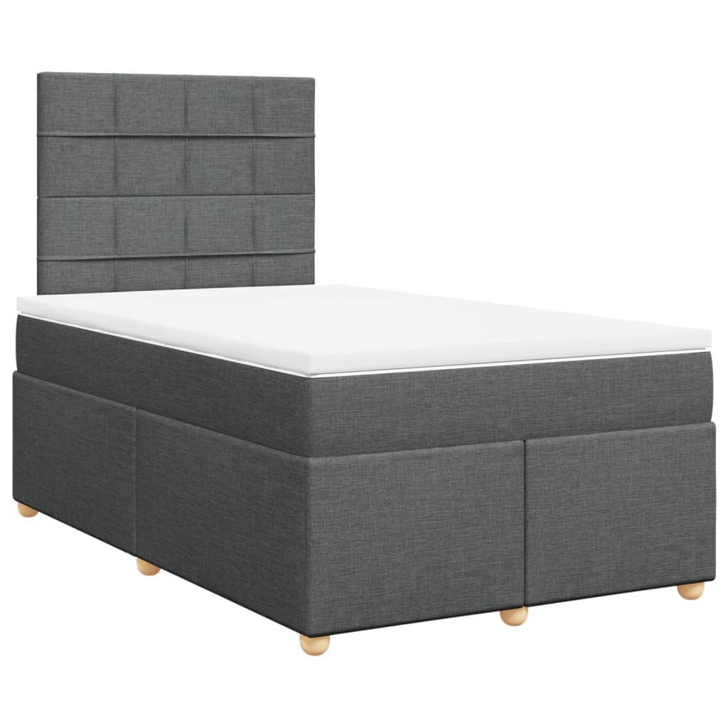 vidaXL Pat box spring cu saltea, gri închis, 120x200 cm, textil