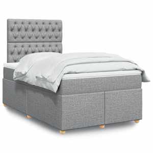 Box spring postel s matrací světle šedá 120 x 200 cm textil - obrázek 1
