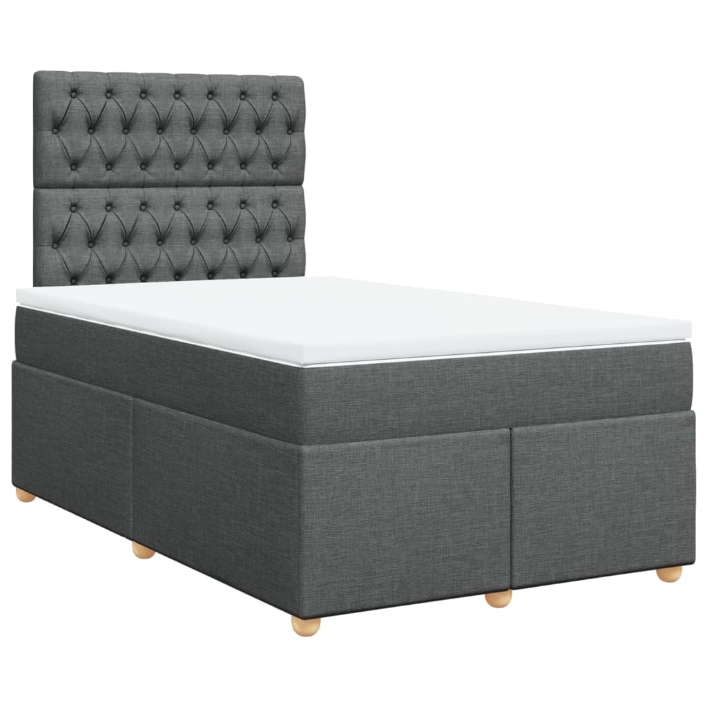 vidaXL Pat box spring cu saltea, gri închis, 120x200 cm, textil