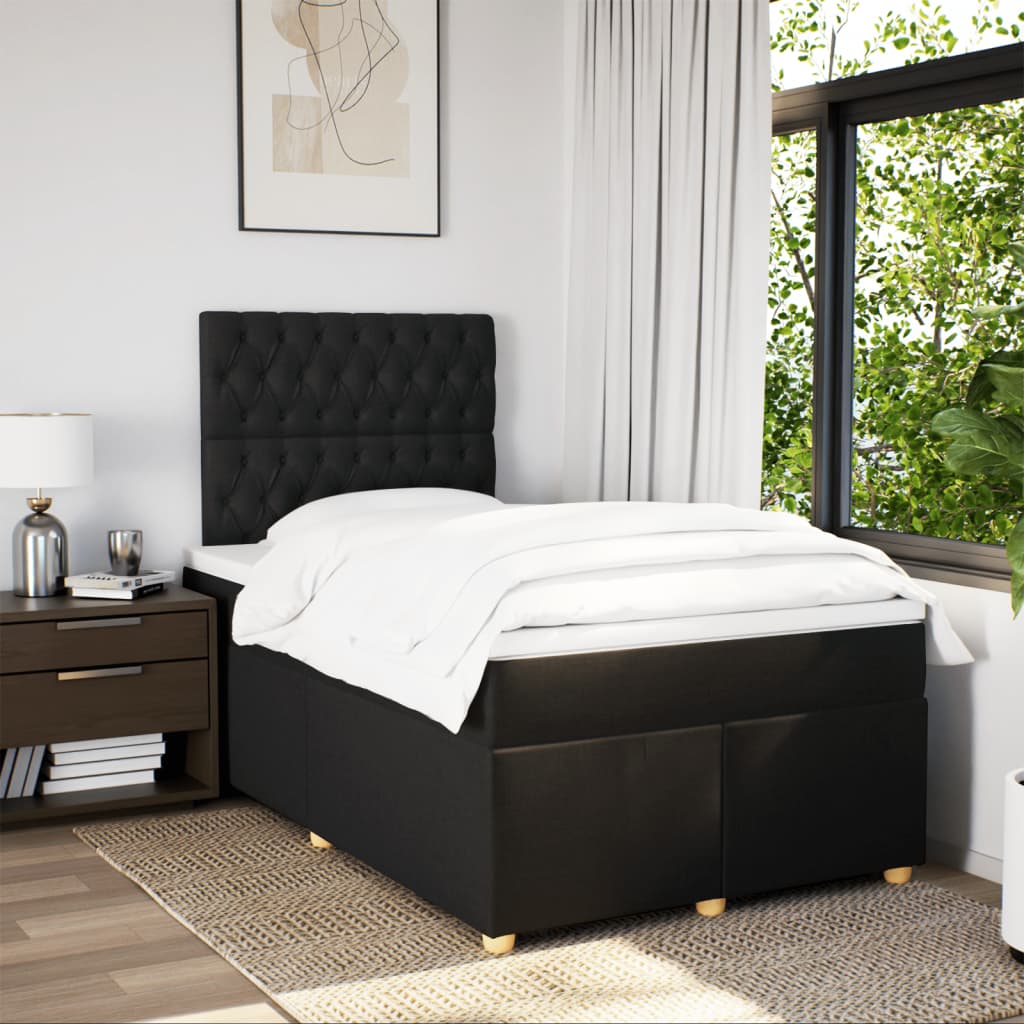 vidaXL Boxspring met matras stof zwart 120x200 cm afbeelding