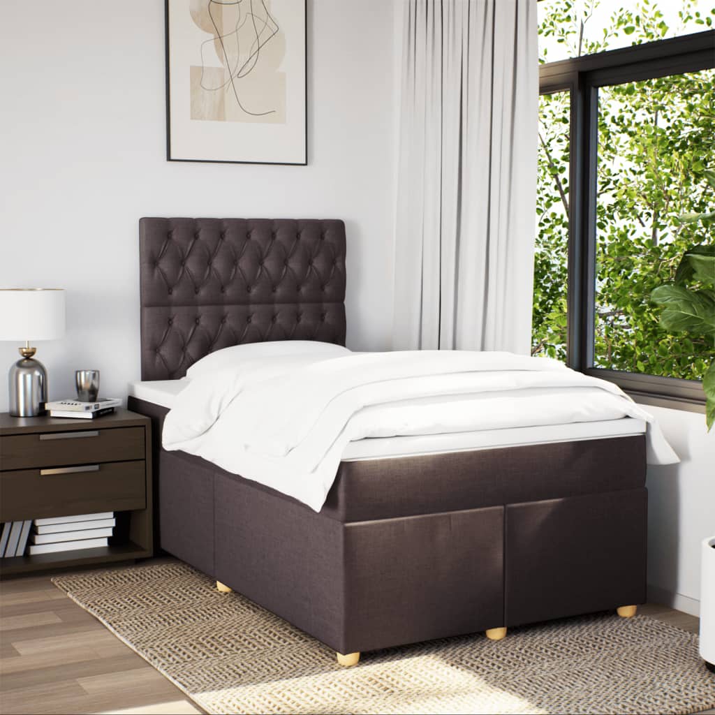 vidaXL Boxspring met matras stof donkerbruin 120x200 cm afbeelding