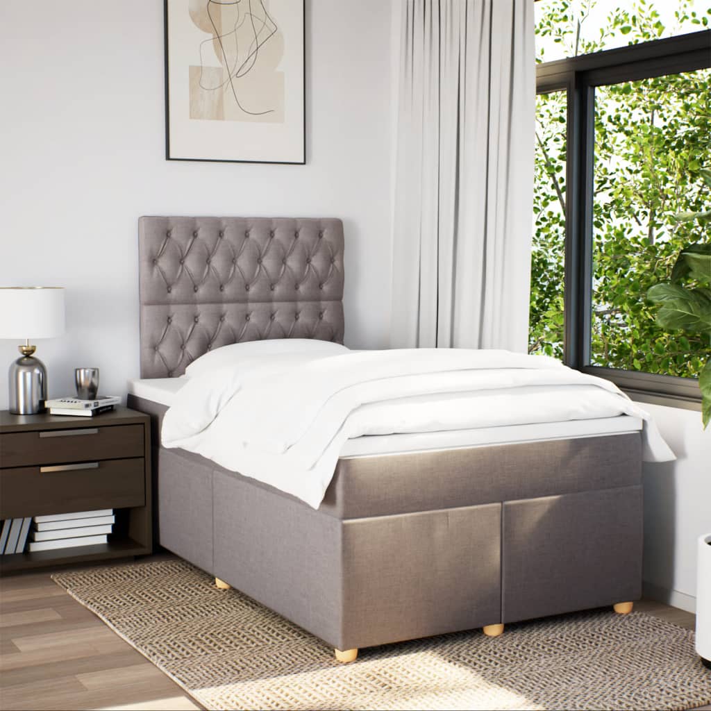 vidaXL Boxspring met matras stof taupe 120x200 cm, foto 2