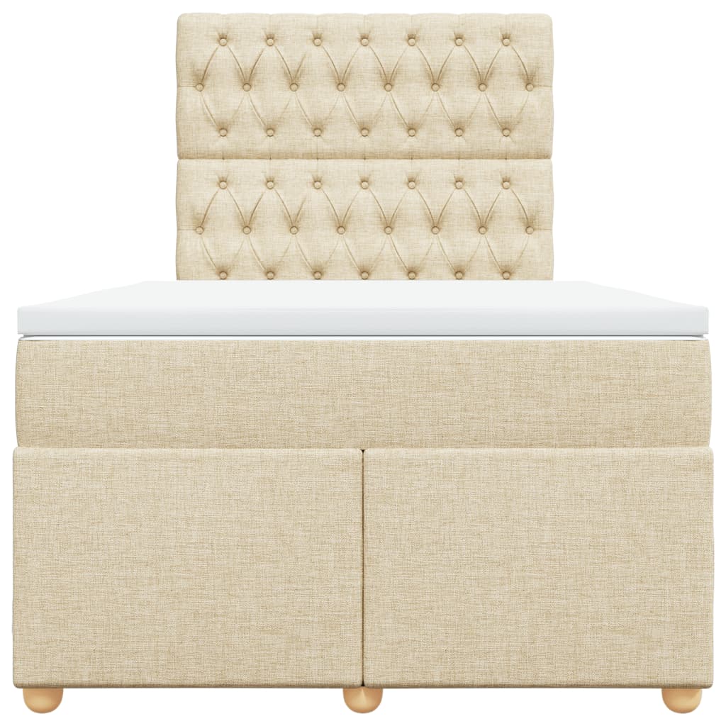 vidaXL Boxspring met matras stof crèmekleurig 120x200 cm, foto 4