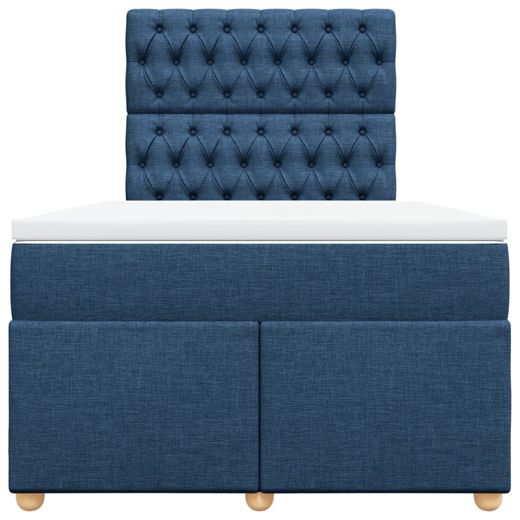 vidaXL Boxspring met matras stof blauw 120x200 cm, foto 4
