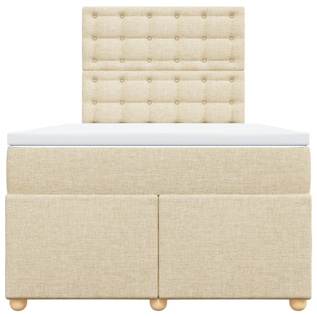 vidaXL Boxspring met matras stof crèmekleurig 120x200 cm, foto 4