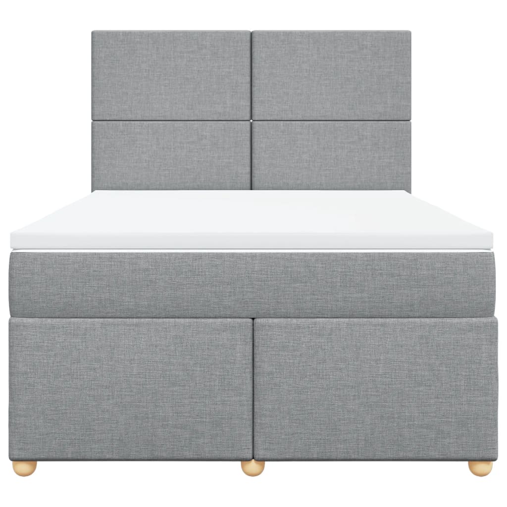 vidaXL Boxspring met matras stof lichtgrijs 140x190 cm grijs, foto 4