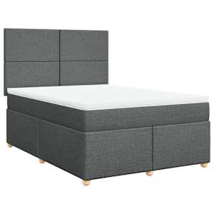 Box spring postel s matrací tmavě šedý 140 x 190 cm textil - obrázek 2