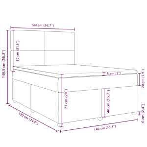 Box spring postel s matrací tmavě šedý 140 x 190 cm textil - obrázek 14