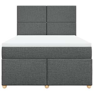 Box spring postel s matrací tmavě šedý 140 x 190 cm textil - obrázek 4