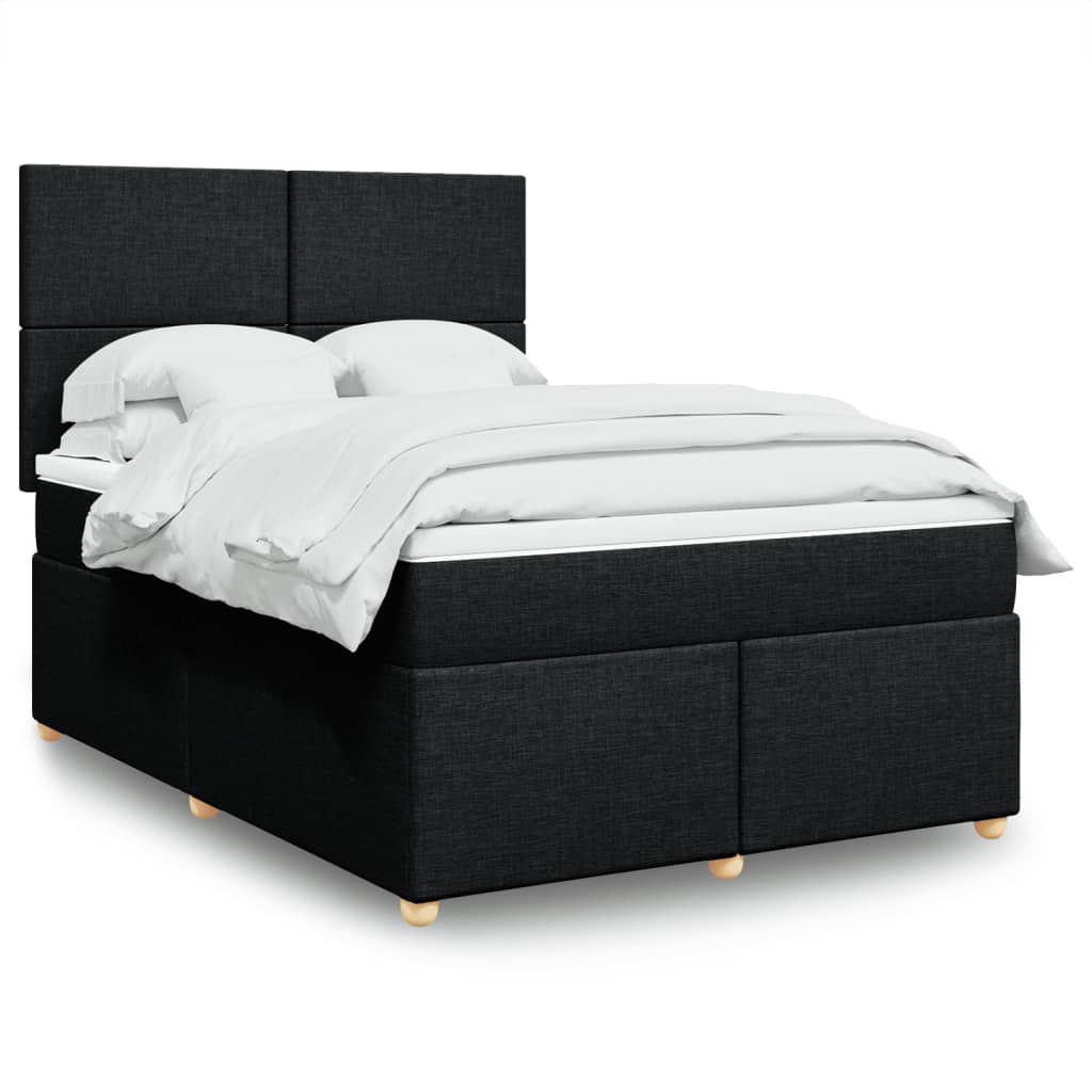 vidaXL Boxspringbett mit Matratze Schwarz 140x190 cm Stoff