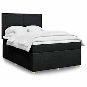 Box spring postel s matrací černá 140 x 190 cm textil - obrázek 1