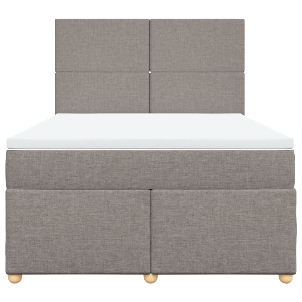 vidaXL Boxspring met matras stof taupe 140x190 cm, foto 4