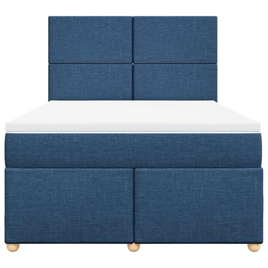 vidaXL Boxspring met matras stof blauw 140x190 cm, foto 4