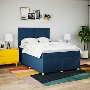 Box spring postel s matrací modrá 140x190 cm textil - obrázek 3