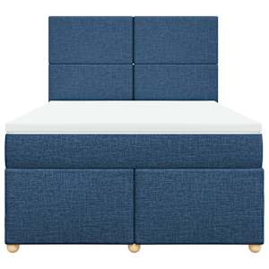 Box spring postel s matrací modrá 140x190 cm textil - obrázek 4