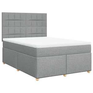 Box spring postel s matrací světle šedá 140 x 190 cm textil - obrázek 2