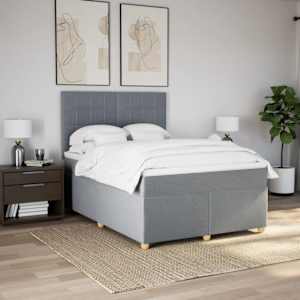 Box spring postel s matrací světle šedá 140 x 190 cm textil - obrázek 3