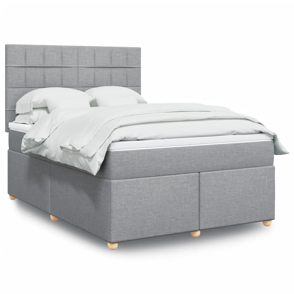 Boxspringbett mit Matratze Hellgrau 140×190 cm Stoff