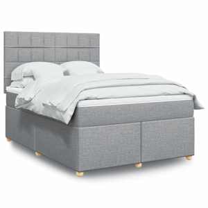 Box spring postel s matrací světle šedá 140 x 190 cm textil - obrázek 1