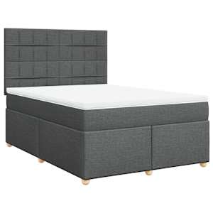 Box spring postel s matrací tmavě šedý 140 x 190 cm textil - obrázek 2