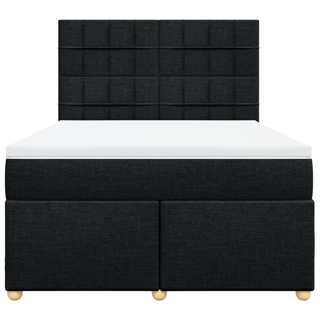 vidaXL Boxspring met matras stof zwart 140x190 cm, foto 4