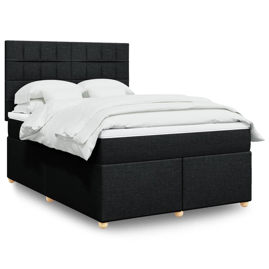 Boxspringbett mit Matratze Schwarz 140×190 cm Stoff