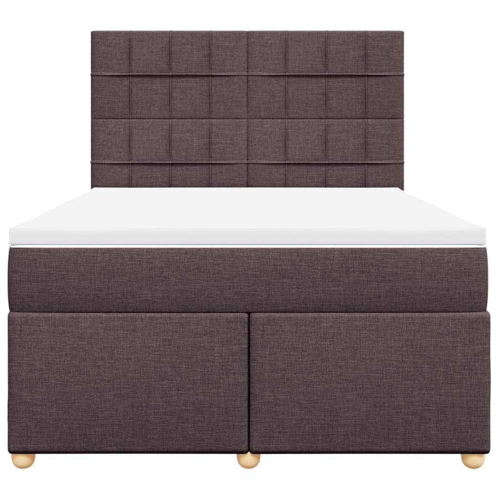 vidaXL Boxspring met matras stof donkerbruin 140x190 cm bruin, foto 4