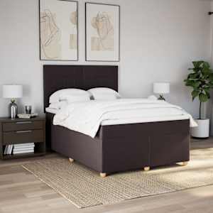 vidaXL Boxspring met matras stof donkerbruin 140x190 cm