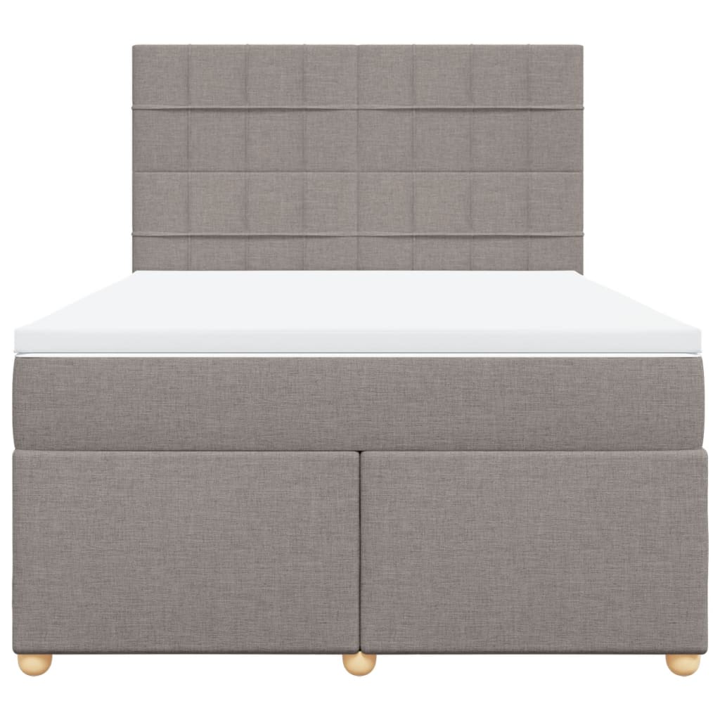vidaXL Boxspring met matras stof taupe 140x190 cm, foto 4