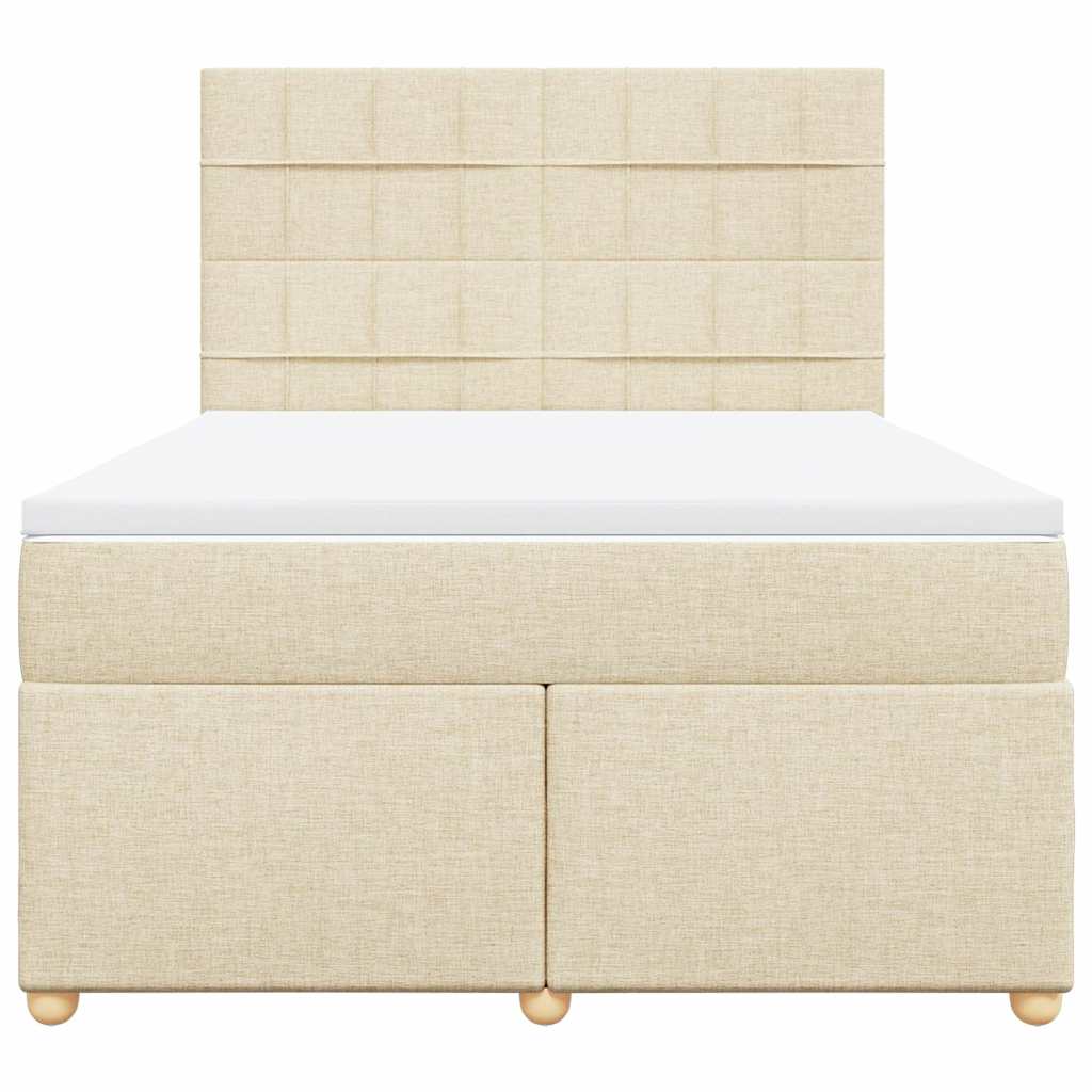vidaXL Boxspring met matras stof crèmekleurig 140x190 cm, foto 4
