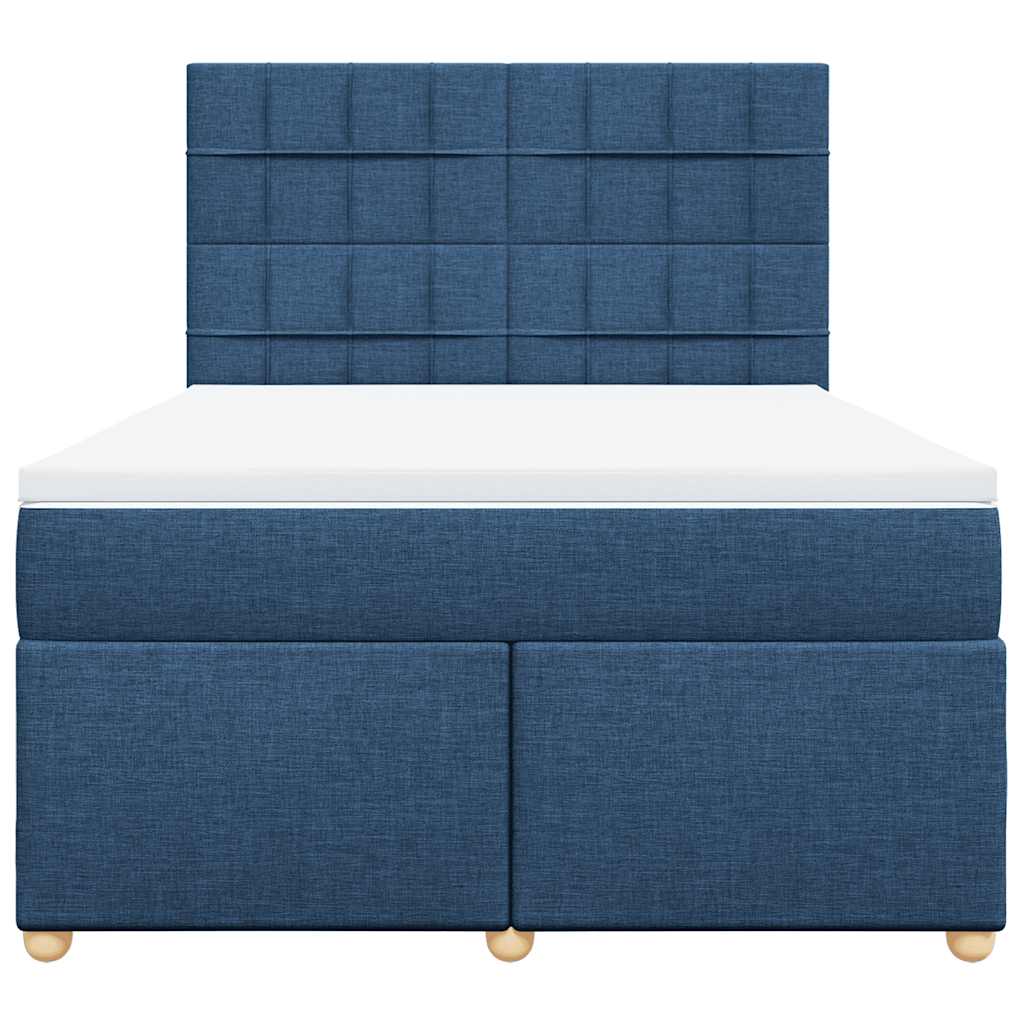 vidaXL Boxspring met matras stof blauw 140x190 cm, foto 4