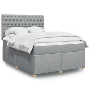 Box spring postel s matrací světle šedá 140 x 190 cm textil - obrázek 1