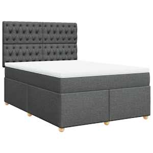Box spring postel s matrací tmavě šedý 140 x 190 cm textil - obrázek 2