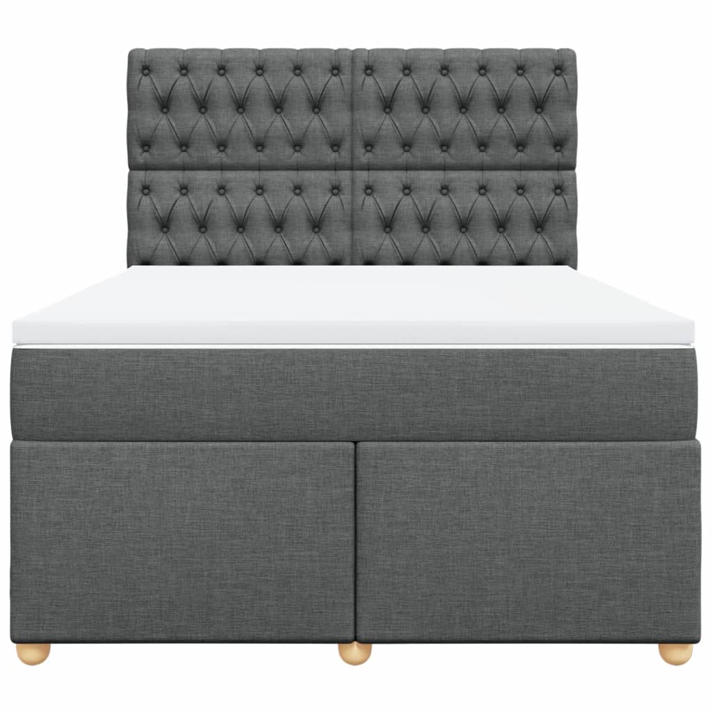 vidaXL Boxspring met matras stof donkergrijs 140x190 cm grijs, foto 4
