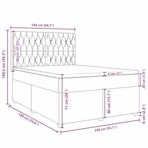 Box spring postel s matrací tmavě šedý 140 x 190 cm textil - obrázek 13