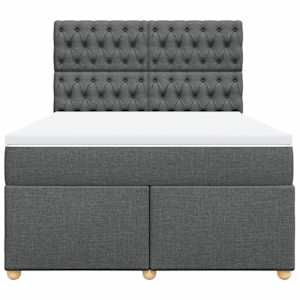 Box spring postel s matrací tmavě šedý 140 x 190 cm textil - obrázek 4