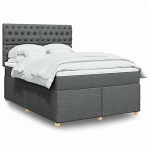Box spring postel s matrací tmavě šedý 140 x 190 cm textil - obrázek 1