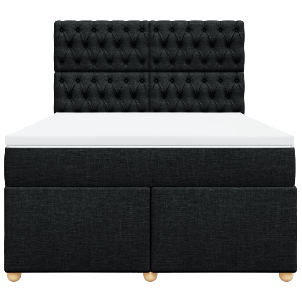 vidaXL Boxspring met matras stof zwart 140x190 cm, foto 4