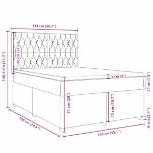 Box spring postel s matrací černá 140 x 190 cm textil - obrázek 13