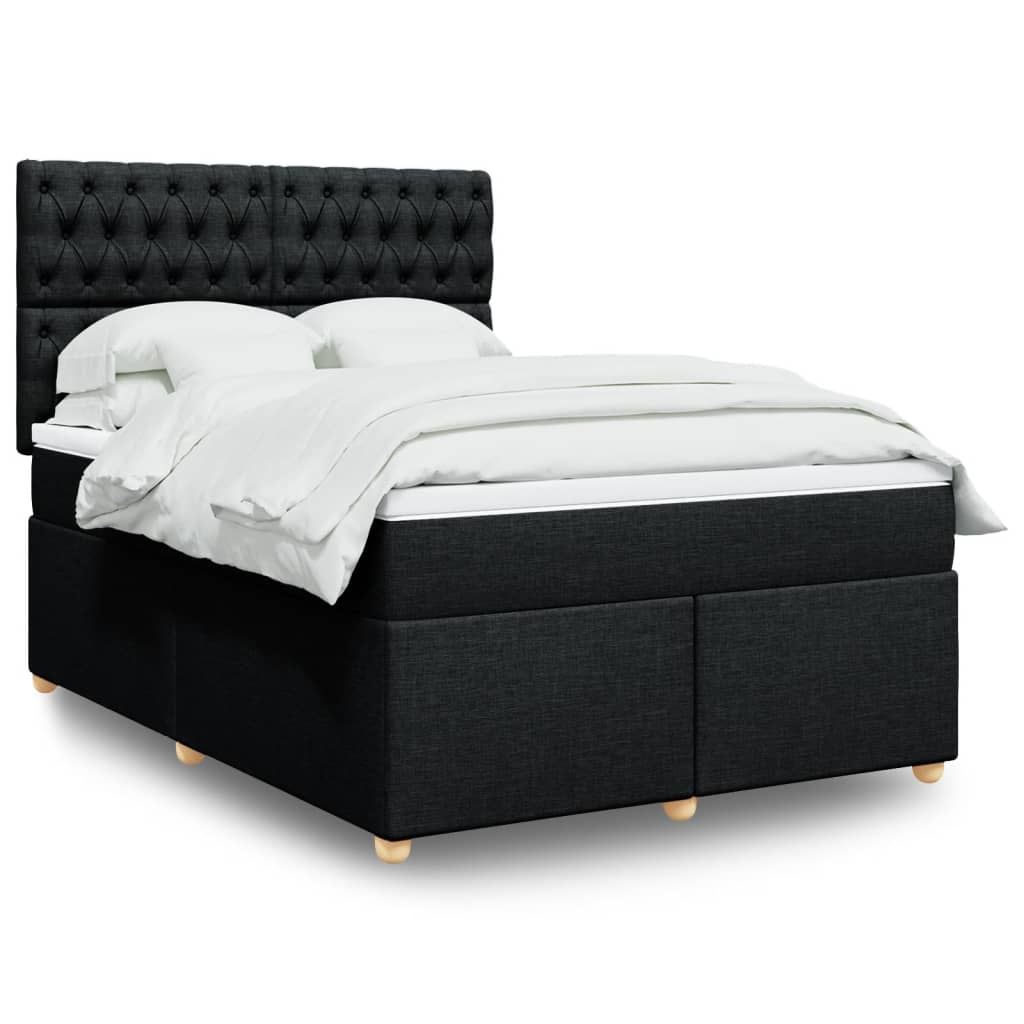 Boxspringbett mit Matratze Schwarz 140×190 cm Stoff