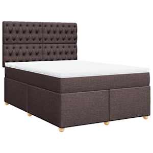 Box spring postel s matrací tmavě hnědá 140x190 cm textil - obrázek 2